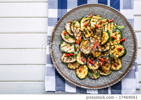 Zucchini. Grilled zucchini. Slices of grilled zucc Zucchini. Grilled zucchini. Slices of grilled zucc 17469081