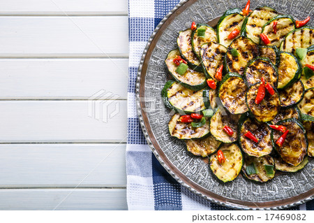 Zucchini. Grilled zucchini. Slices of grilled zucc Zucchini. Grilled zucchini. Slices of grilled zucc 17469082