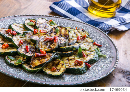 Zucchini. Grilled zucchini. Slices of grilled zucc Zucchini. Grilled zucchini. Slices of grilled zucc 17469084