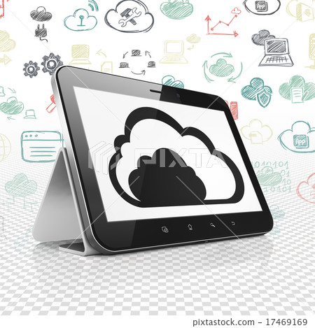 Cloud technology concept: Tablet with Cloud Cloud technology concept: Tablet with Cloud 17469169
