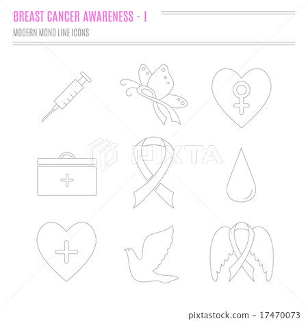 Collection of breast cancer awareness icons Collection of breast cancer awareness icons 17470073
