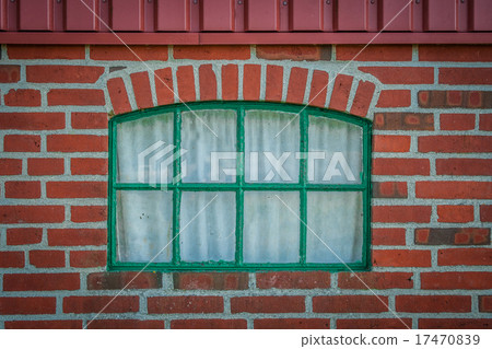 Green window on a brick wall Green window on a brick wall 17470839