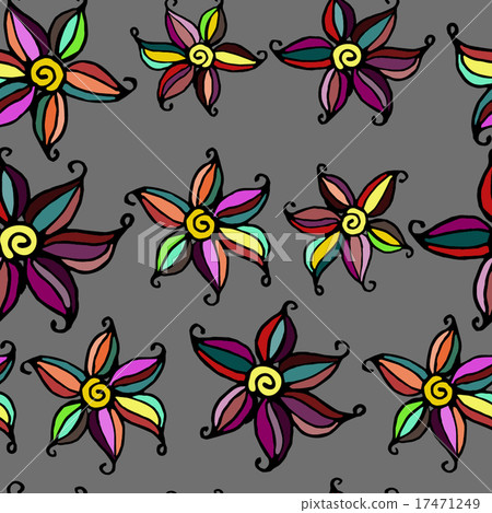 Seamless doodle flower background  17471249