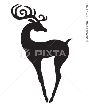 Silhouette of beautiful Christmas antlered deer Silhouette of beautiful Christmas antlered deer 17471780