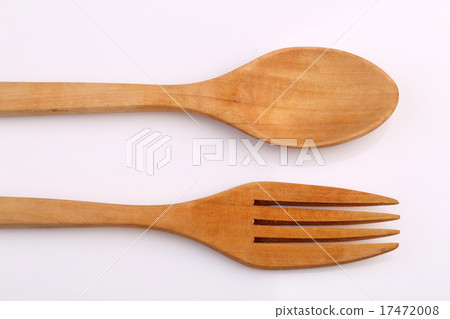 Teak Wood fork and spoon isolated on white Teak Wood fork and spoon isolated on white 17472008