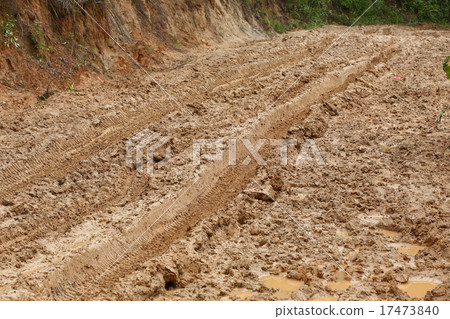 road wet muddy of backcountry countryside road wet muddy of backcountry countryside 17473840