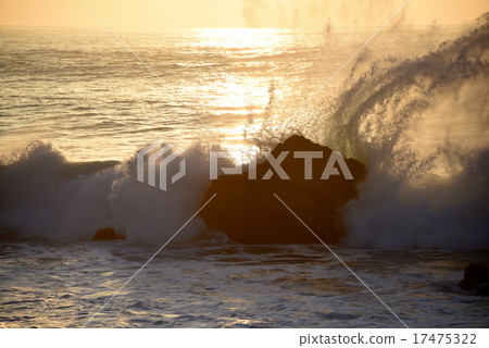 Wave splash of Muroto coast in the morning 17475322