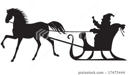Santa Claus riding on a horse sleigh - Stock Illustration [17475444 ...
