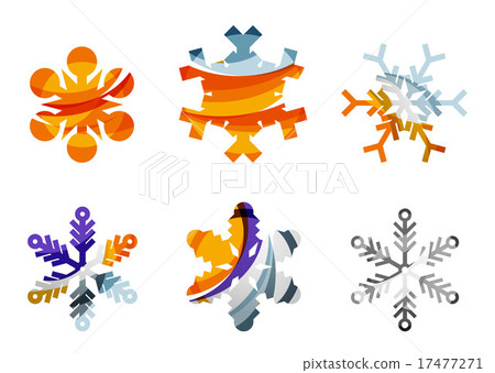 Set of abstract colorful snowflake logo icons 17477271
