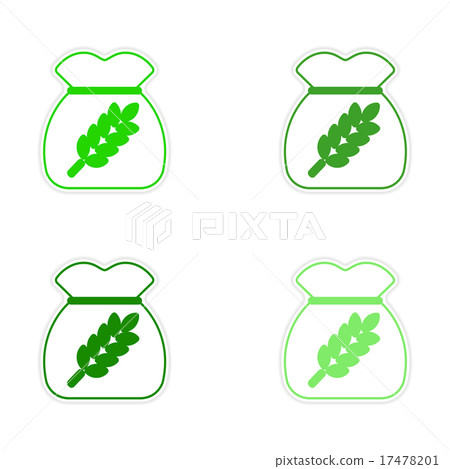 assembly realistic sticker design on paper bag 17478201