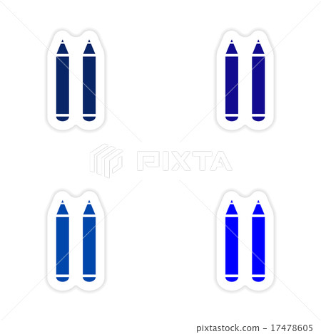 assembly realistic sticker design on paper pens 17478605