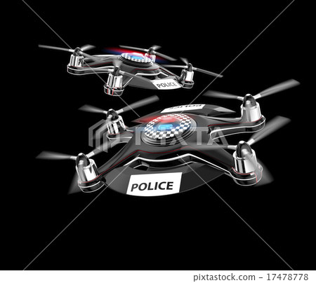 警察無人機在黑色背景中 17478778