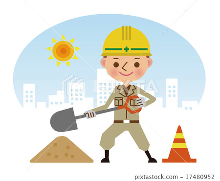 Workers working with shovels (daytime background) 17480952