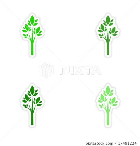 assembly realistic sticker design on paper tree 17481224