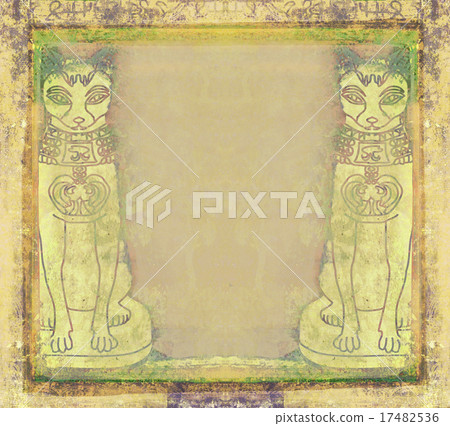 Stylized Egyptian cats - grunge frame 17482536