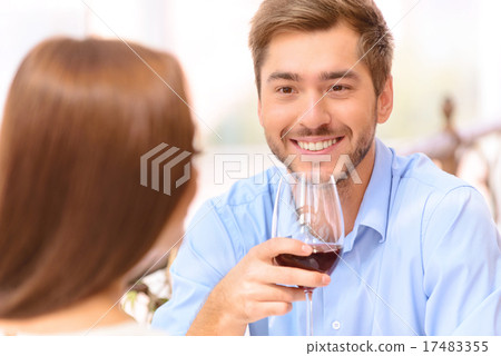 Loving couple drinking wine  17483355