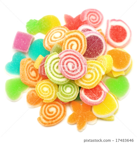 jelly candy sweet with sugar isolated on white jelly candy sweet with sugar isolated on white 17483646