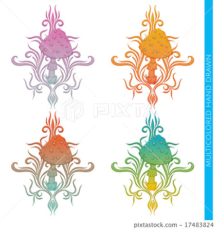 Mushroom Abstract Two Multicolored Mushroom Abstract Two Multicolored 17483824