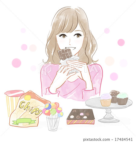 A woman eating junk food 17484541