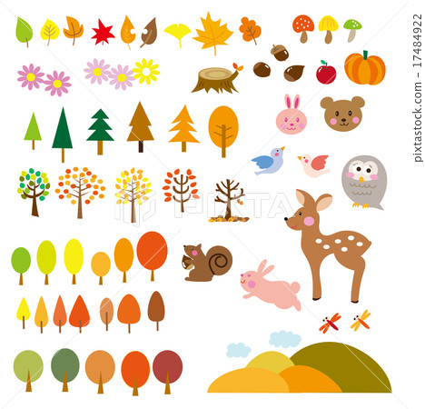 Fall animal forest material set autumn elements 17484922