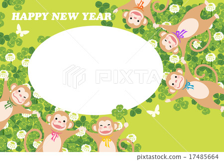 Monkey, clover and photo frame with bowhow 17485664