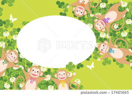 Monkey, clover and photo frame 17485665
