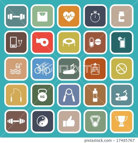 Fitness flat icons on green background - Stock Illustration [17485767 ...