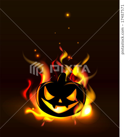 Burning Halloween lantern Burning Halloween lantern 17487571