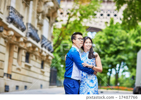 Young romantic Asian couple in Paris, France 17487766