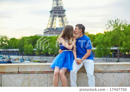 Beautiful young dating couple in Paris 17487780