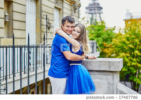 Beautiful young dating couple in Paris 17487786