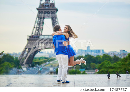 Beautiful young dating couple in Paris 17487787