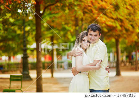 Beautiful young dating couple in Paris 17487833
