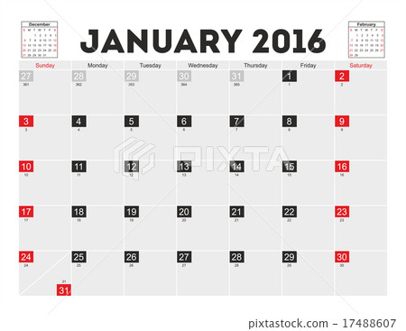 Vector planning calendar January 2016 Vector planning calendar January 2016 17488607