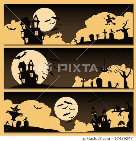 Set of Halloween banner. Holiday design. Set of Halloween banner. Holiday design. 17489247