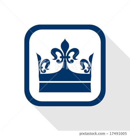 square blue icon king crown with long shadow  17491005
