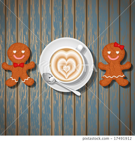 loving couple of gingerbread and coffee cup loving couple of gingerbread and coffee cup 17491912