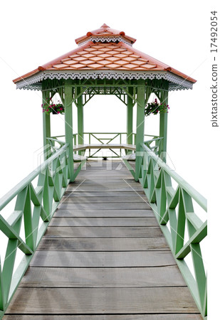 The vintage wooden gazebo isolated  17492054