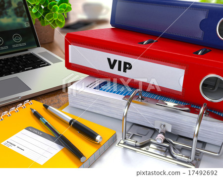 Red Ring Binder with Inscription VIP. Red Ring Binder with Inscription VIP. 17492692