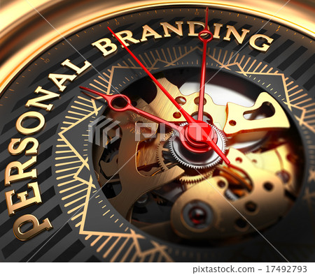 Personal Branding on Black-Golden Watch Face. 17492793