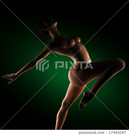 Beautiful naked young woman in the dark studio 17493047