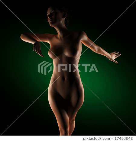 Beautiful naked young woman in the dark studio 17493048