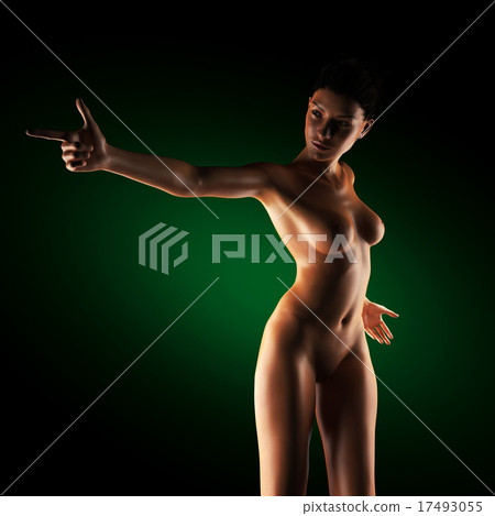 Beautiful naked young woman in the dark studio 17493055