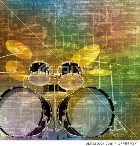 abstract grunge background with drum kit - Stock Illustration [17494457 ...