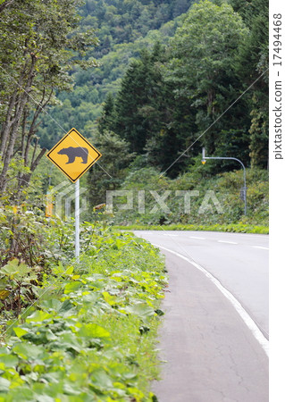 熊道路標誌交通標誌道路信息警告小心野生動物危險動物注意 17494468