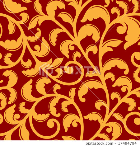 Seamless pattern with floral swirls 17494794