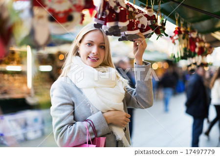 Woman shopping at festive fair 17497779