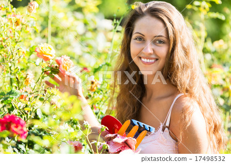 Woman working in roses plants 17498532