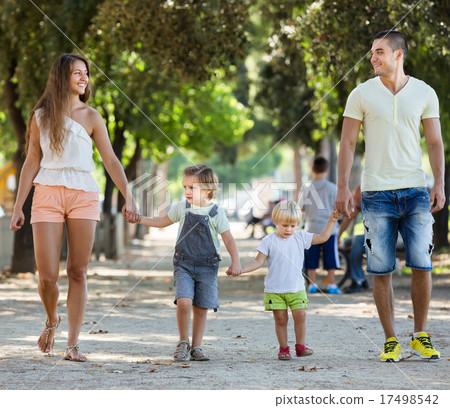 family with childrens playing at park 17498542