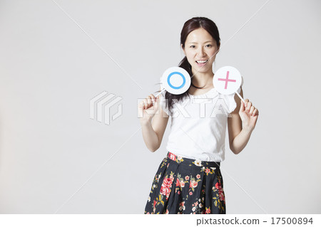 Female finger pointing pose 17500894